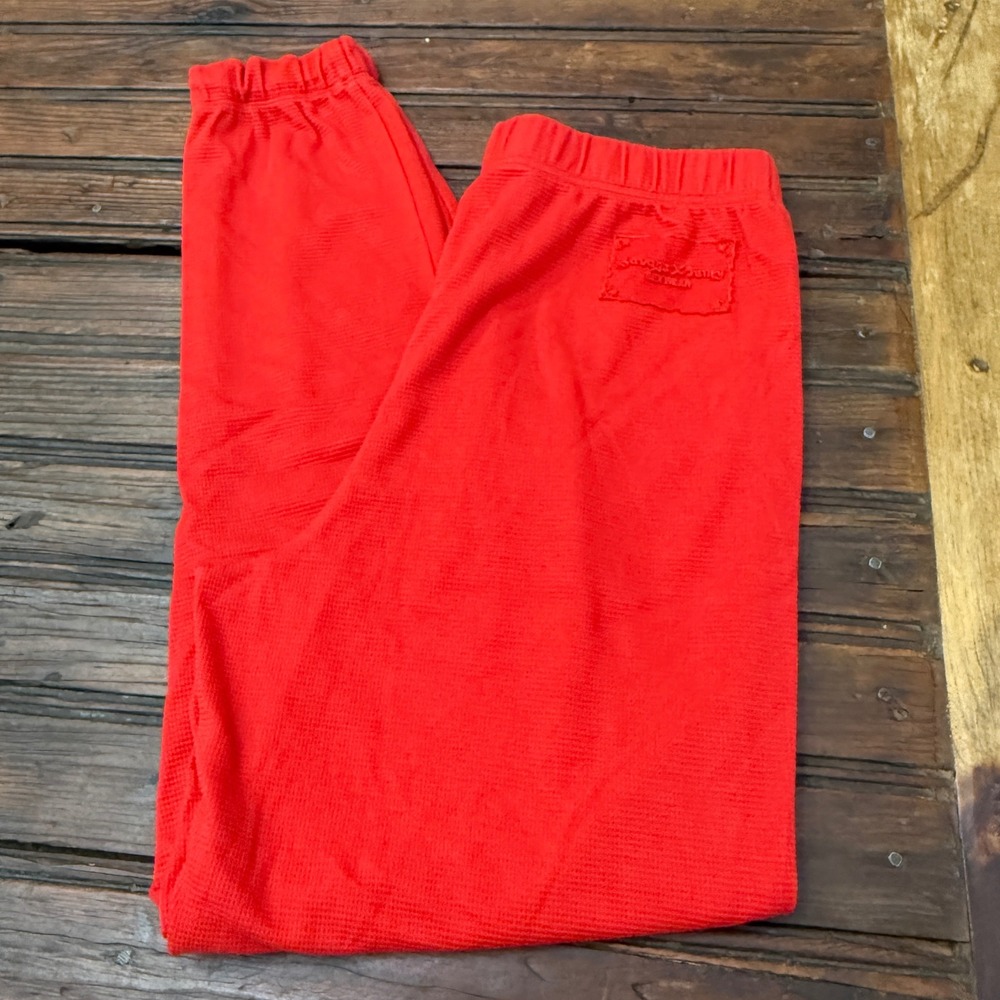 Savage X Fenty Rihanna Red Waffle Knit Joggers Lounge Pants Small